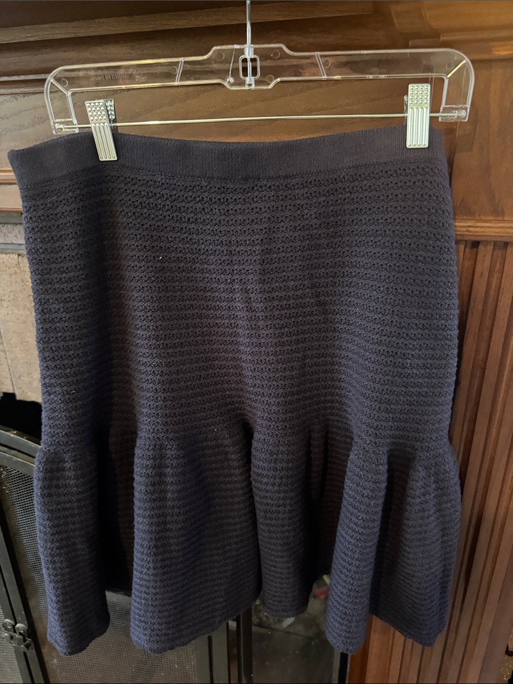 Free Assembly Flared Knit Midi Skirt in Navy